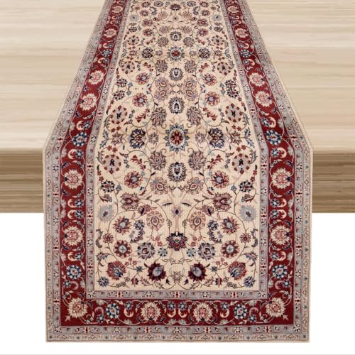 Bohemia Table Runner, Vintage Retro Floral Flower Old Ethnic Texture Rustic Country Farmhouse Kitchen Dinning Table Runner for Indoor Outdoor Home Wedding Party Holiday Decor, 13x36 Inch - color: Bohemia-8, size: 13"W x 36"L