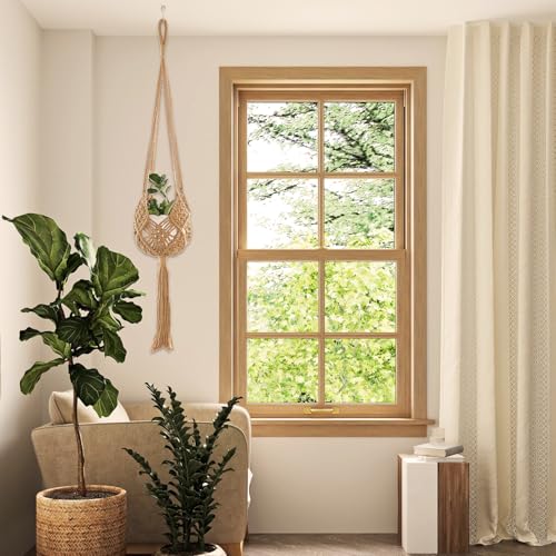 2-Pack Macrame Plant Hangers, Jute Hanging Planters for Indoor Plants for up to 8 Inch Pot Hanging Baskets Boho Plant Holder Basket for Outdoor Home, Handwoven, 35 Inchs