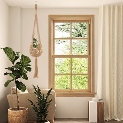 2-Pack Macrame Plant Hangers, Jute Hanging Planters for Indoor Plants for up to 8 Inch Pot Hanging Baskets Boho Plant Holder Basket for Outdoor Home, Handwoven, 35 Inchs
