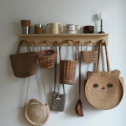 Wall Mounted Coat Rack with Shelf, Entryway 8 Hooks, 2 Pack | Birch finish shelf - color: 2PC-Birch colored veneer