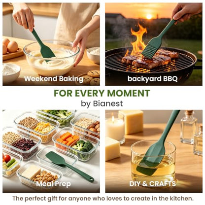 Silicone Spatula Set,9-Piece BPA Free Food Grade Heat Resistant Spatulas for Cooking Baking,Seamless One Piece Design,Non-Stick Safe,Dishwasher Safe,Withstands -104°F to 600°F（Green） - color: Green
