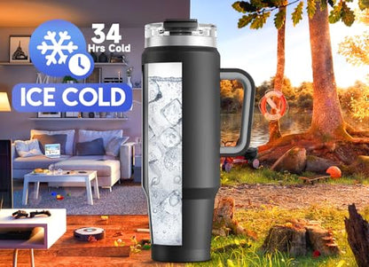 Meoky 40 oz Tumbler with Handle and Straw, Insulated Tumbler with Lid and Straw, Stainless Steel Travel Mug, Keeps Cold for 34 Hours, 100% Leak Proof, Fits in Car Cup Holder (Night) - color: Night, size: 40 Ounces