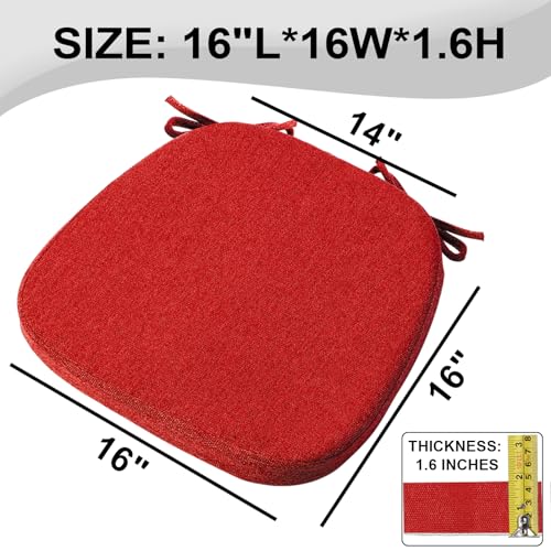 SINOSSO 1 Pack Memory Foam Chair Cushions for Dining Chair, Friendly Woven Fabric 16" U-Shape Comfortable Kitchen Chair Pad, Removable Slip Resistant Seat Cushion (1 Piece, Red) - color: Bright Red