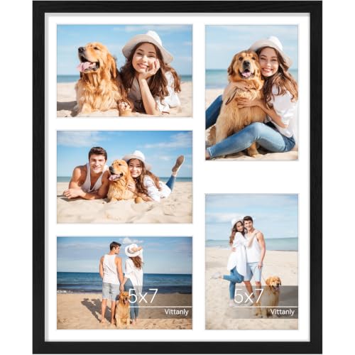Vittanly 13x16 Collage Picture Frame for Wall Mounting, Black | Displays 5Pcs 5x7 Pictures with Mat or 1Pc 13x16 without Mat, Picture Frames Collage Wall Decor, 1 Pack - color: Black, size: 13x16