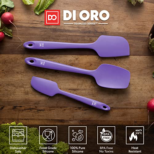 DI ORO Silicone Spatula Set - 600F Heat Resistant, 3-Pc Lavender | Rubber scraper won't scratch nonstick pans; For baking, cooking, mixing, and frosting; BPA-free and dishwasher safe - color: Lavender