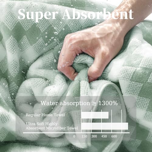 8 Piece Bathroom Towel Set Green |2 Oversized Large Bath Towels Sheet,2 Hand Towels and 4 Washcloths| 600GSM Ultra Soft Luxury Premium Towel Set Highly Absorbent Quick Dry Hotel Towel Collection - color: Diamond Green, size: 8 Piece Towel Set