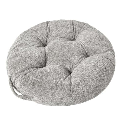Floor Cushion Pillow, Portable Large | Meditation Adult Sitting Pillow with Handle for Tatami, Living Room & Yoga (1, Round, Gray, 22 x 22 x 6 inches) - color: Round, Gray