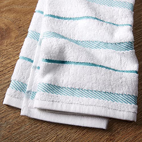 KitchenAid Albany Kitchen Towel Set,Aqua/White,16"x26",4 Count (Pack of 2) - color: Aqua, size: 16"x26" (Pack of 2)