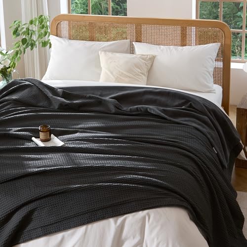 CHUFFED Cotton Waffle Blanket Throw Size - Plush Milk Velvet & Reversible Waffle Weave,Anti-Static 500Gsm Design，Thick Cozy Soft Winter Blanket for Bed, Couch, Sofa - Dark Grey, 50x70 Inches - color: Dark Grey, size: Throw XL