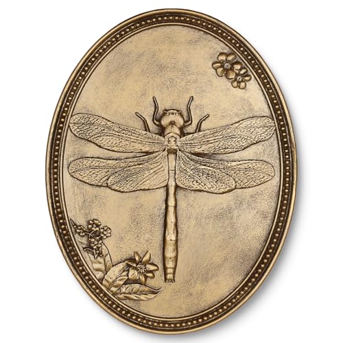 Vintage Dragonfly Wall Sculpture, Antique Wall Decor, Gold Wall Art, Hanging Decoration with Embossed Dragonfly Design, Vintage Decoration for Living Room Bedroom and Hallway, Housewarming Gift - color: Gold Dragonfly