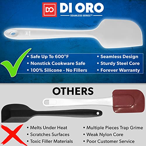 DI ORO Silicone Spatula Set - 600F Heat Resistant, 3-Pc Stone | Rubber scraper won't scratch nonstick pans; For baking, cooking, mixing, and frosting; BPA-free and dishwasher safe - color: Stone