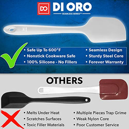 DI ORO Silicone Spatula Set - 600F Heat Resistant, 3-Pc Stone | Rubber scraper won't scratch nonstick pans; For baking, cooking, mixing, and frosting; BPA-free and dishwasher safe - color: Stone