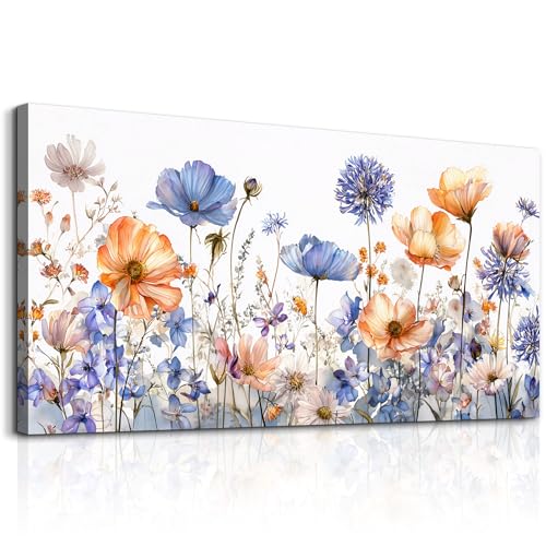 Lapremoly Wall Art for Bedroom Flowers Wall Decor for Living Room Colorful Floral Pictures Abstract Painting Rustic Nature Artwork for Walls Farmhouse Canvas Prints for Home Office Dining Room 20x40 - color: Abstract Flowers Painting, size: 40"L x 20"W