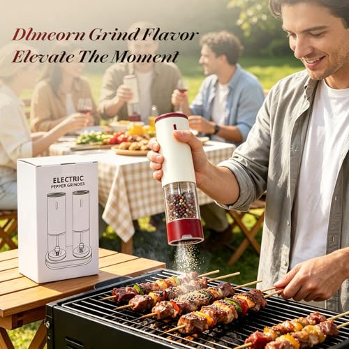 Electric Salt and Pepper Grinder Set Automatic Rechargeable for Mom-2 PCS | Salt and Pepper Shakers Kitchen Appliances with Storage Base External Adjustable Coarseness & Upgraded Large Capacity Gifts