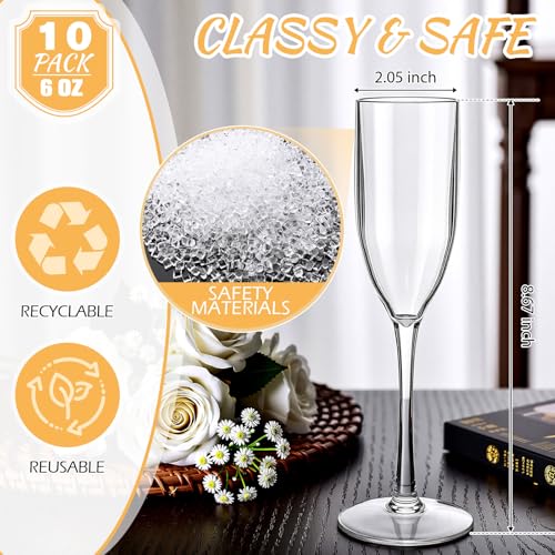 Zopeal Plastic Reusable Champagne Flute Glasses 6 oz and 50 Pcs Bow Set Acrylic Wedding Toasting Goblet 3.5" Bow Unbreakable Wine Cup for Bachelorette Bridal Shower Party(Clear and Black) - color: Clear and Black