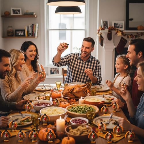 RoundFunny 50 Pcs Miniature Fall Resin Turkey Figurines Thanksgiving Decor | Mini Turkey to Hide and Seek, Fall Thanksgiving Little Statue for DIY Crafts Autumn Harvest Party Table Tiered Trays Decor - style: Turkey