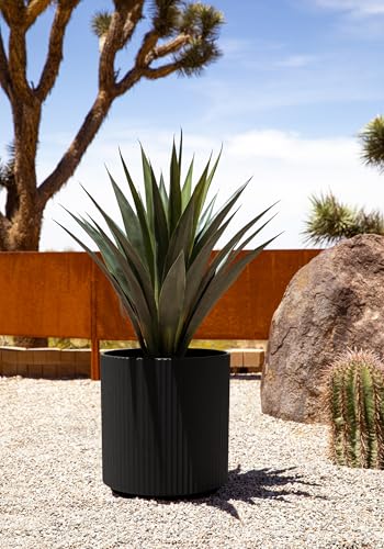 Veradek Round Demi Planter Pots for Indoor/Outdoor Garden Use, Made from Plastic-Concrete Mix with Drainage Holes, Perfect for Small to Large Succulent Plants, Flowers, Modern Interior Plants | Made From a Durable Plastic-Stone Composite With Pre-Drilled