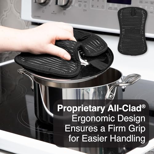 All-Clad Premium Pot Holder & Hot Pad: Heat Resistant to 500 Degrees - 100% Cotton, 10"x6.25" Hot Pad for Kitchen and Barbeque, (1-Pack), Black - color: Black, size: 1 Pack