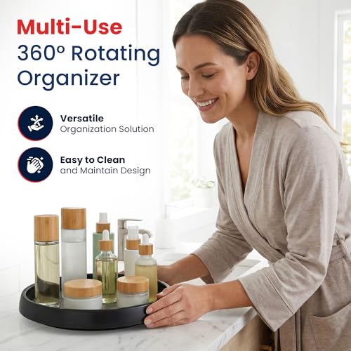 Oizeir 10 Inch Lazy Susan (Set of 4) - Non-Skid Turntable for Cabinet to Maximize Storage and Simplify Accessibility in Kitchen, Bathroom, and Pantry Spaces (Black) - color: Black