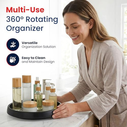 Oizeir 10 Inch Lazy Susan (Set of 4) - Non-Skid Turntable for Cabinet to Maximize Storage and Simplify Accessibility in Kitchen, Bathroom, and Pantry Spaces (Black) - color: Black