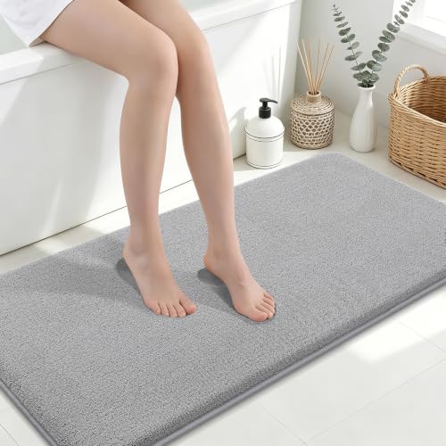 Smiry Memory Foam Bath Mat 47x24, Extra Soft Absorbent Bathroom Rugs | Grey Quick Dry, Machine Washable Bath Mats for Bathroom, Shower, Tub and Home Decor Accessories - color: Grey, size: 47'' X 24''