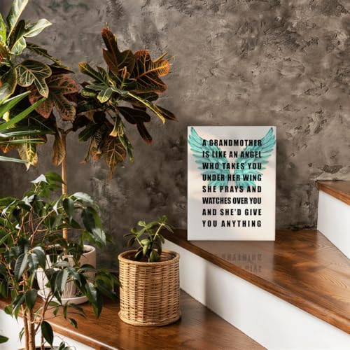 RTVJTERQ Grandma Canvas Wall Art, Grandmother Is Like An Angel Teal Wings Inspirational Print, Sentimental Gift for Grandma, Ready to Hang 8x10 Inches - color: Quote 23