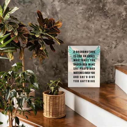 RTVJTERQ Grandma Canvas Wall Art, Grandmother Is Like An Angel Teal Wings Inspirational Print, Sentimental Gift for Grandma, Ready to Hang 8x10 Inches - color: Quote 23