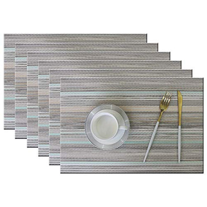 Table Mats Set of 6 Vinyl Placemats Washable Easy to Clean PVC Placemat (placemats Set of 6,Green) - color: Multicolour Green, size: placemats set of 6