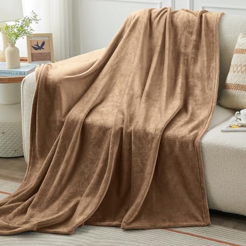 KMUSET Brown Throw Blanket Twin Size - Warm Cozy Soft Lightweight Blankets All Seasons Suitable 60 x 80 inches - color: Brown, size: Twin(60"x80")