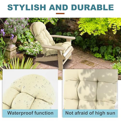 Adirondack Chair Cushion, Rocking Chair Cushion 44x19.4x4 inch, High Back Patio Cushions of Upper and Lower with Ties, Sunscreen and Fade-Resistant (Vanilla Ice, 2) - color: Vanilla Ice
