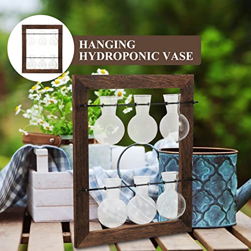 Happyyami 1 Set Wall Mounted Glass Planter Hydroponics Glass Planter Hydroponic Plant Pots Propagation Tubes Hydroponic Planter Hydroponics Vase Hanging Bracket High Borosilicate Glass