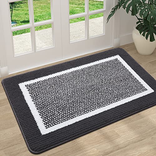 Colorxy Indoor Door Mat, Non-Slip Absorbent Resist Dirt Entrance Mat, Sturdy Low-Profile Inside Floor Mats, Washable Front Entry Doormats for Entryway, 30''x17'', Dark Grey - color: Dark Grey, size: 30''x17''