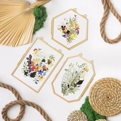 3pcs Pressed Flower Frames FC-US-Frames-T3-0108GoldHua - color: Gold flower