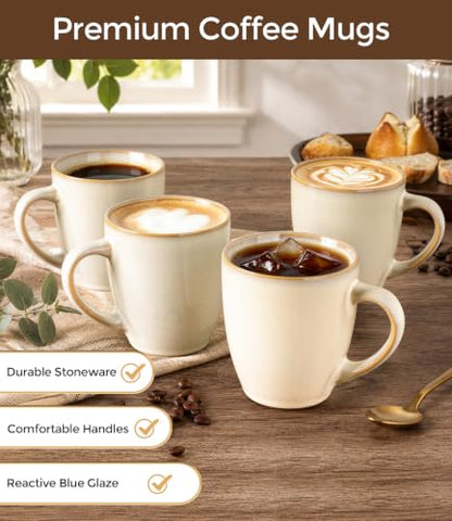 GBhome 12OZ Coffee Mugs Set of 6, Stoneware Coffee Mugs Set, Dishwasher & Microwave Safe - color: Almond Cream, size: Set of 6