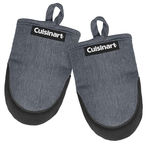 Cuisinart Mini Oven Mitts, 2-Pack, Neoprene Grip, Heat Resistant 350F | Cotton-lined, non-slip neoprene palm, ambidextrous design, ideal for smaller hands and everyday cooking - color: Charcoal