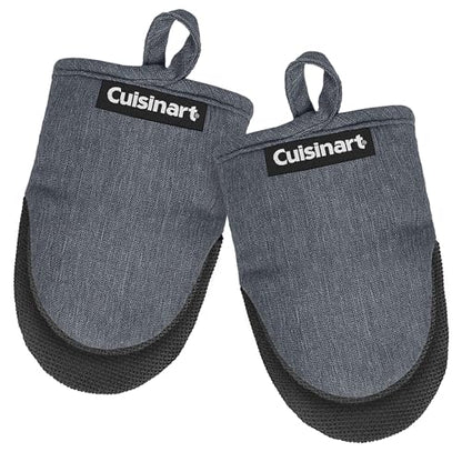 Cuisinart Mini Oven Mitts, 2-Pack, Neoprene Grip, Heat Resistant 350F | Cotton-lined, non-slip neoprene palm, ambidextrous design, ideal for smaller hands and everyday cooking - color: Charcoal