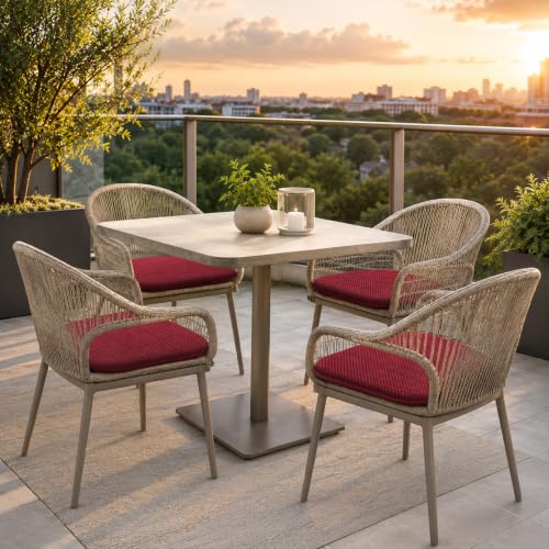 Kitchen Chair Cushions for Dining Chairs Red Non-Slip Seat Pads | 17x15 U Shaped Outdoor Patio Chair Cushions Washable Soft Thick Memory Foam Large Office Metal Wooden Chair Pads - color: Burgundy Red