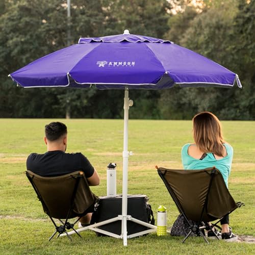AMMSUN Shade Umbrella, Premium Portable Umbrella with Stand, 6.5ft Lightweight Free Standing Canopy for Sporting Games, Adjustable Instant Sun Protection and Easy to Carry, Purple - color: Purple