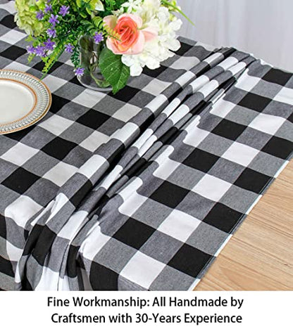 ShinyBeauty Checked Square Tablecloth 54x54-Inch Black and White Buffalo Plaid Tablecloth Washable Cotton Table Cover Gingham Tablecloth for Dining Room Table Linen Christmas - color: Black & White, size: 54" x 54" (Square)