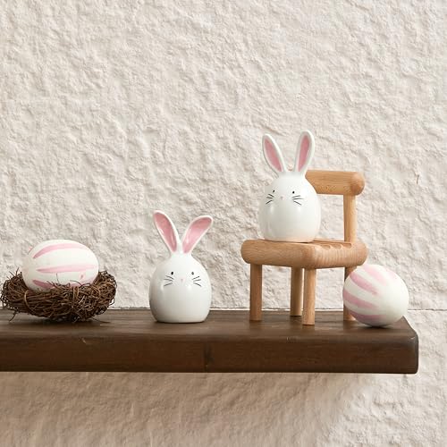 Bico Dreamy Rabbit Ceramic Hand Painted Salt & Pepper Shaker Set, Easter Decoration Table Top, Dishwasher Safe