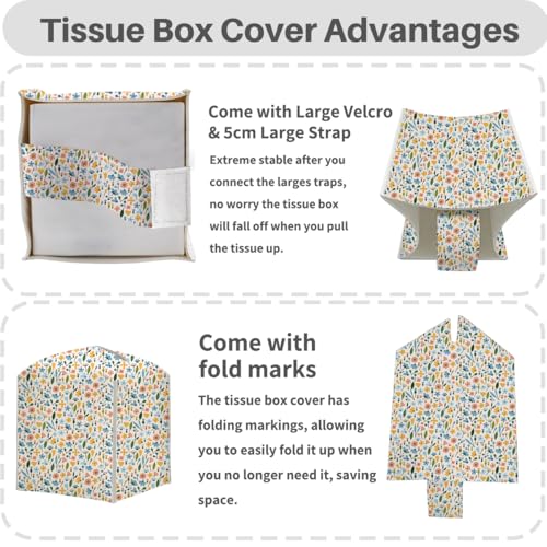 Floral Tissue Box Cover, Tissue Box Holder for Home, Bedroom 5x5IN - color: Flower 384