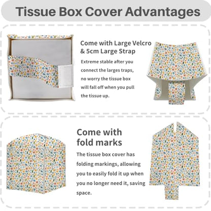 Floral Tissue Box Cover, Tissue Box Holder for Home, Bedroom 5x5IN - color: Flower 384