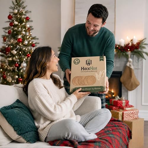 Round Woven Placemats Set of 4, Wicker Placemats for Dinner Plates | 13.5 Inch Natural Rattan Boho Style Braided Place Mats, Non-Slip, Heat Resistant, Dining Table Chargers with Bag for Storage - style: 13.5" Pack of 4