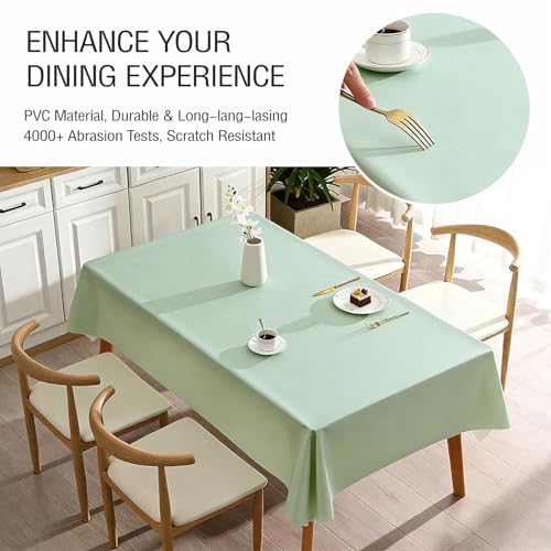 PVC Tablecloth Waterproof Rectangle Table Cloth, Oil Proof & 185°F Heat Resistant Wipeable Cover, Heavy Duty Non for Kitchen Dining Camping Festivities (70"x55") (Avocado Green) - color: Avocado Green