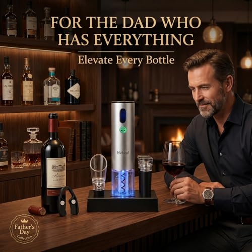 Electric Wine Opener with Wine Accessories -Rechargeable Wine Bottle Opener Set with Base, Wine Aerator, Foil Cutter and Wine Stoppers- Perfect Wine Gifts for Wine Lovers