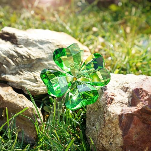 4'' Crystal Four Leaf Clover Figurine Collectibles St Patricks Day Decor - style: Four Leaf Clover