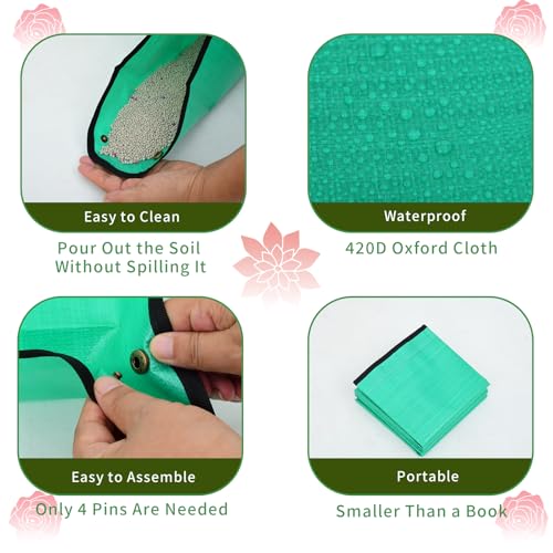 3Packs Repotting Mat, 26.8x26.8 Inch Thickened High Density PE Waterproof | Gardening Tray for Plant Transplanting, Portable Foldable Potting Soil Mat with Storage Bag for Indoor Outdoor Plant Care