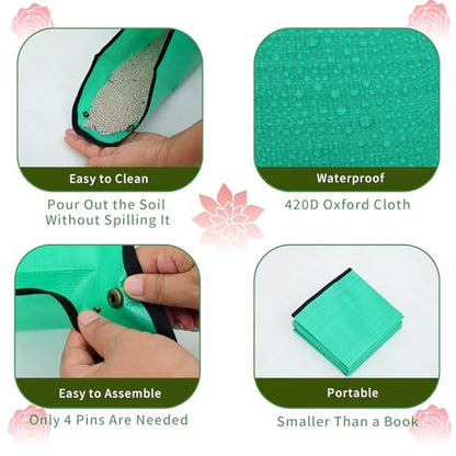 3Packs Repotting Mat, 26.8x26.8 Inch Thickened High Density PE Waterproof | Gardening Tray for Plant Transplanting, Portable Foldable Potting Soil Mat with Storage Bag for Indoor Outdoor Plant Care