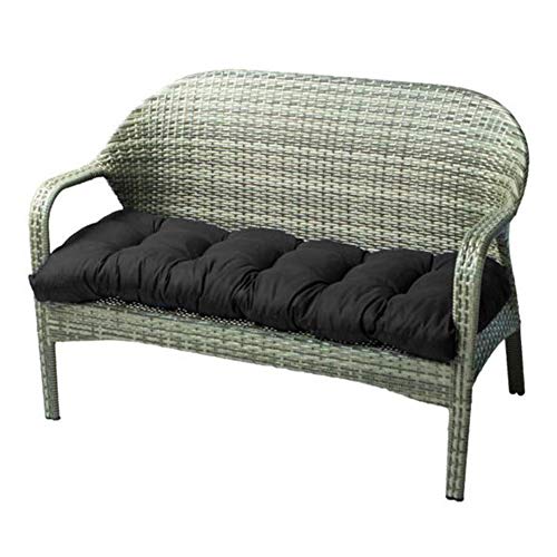 Indoor/Outdoor Bench Cushion Cotton Garden Furniture Loveseat Cushion, 51.2"x19.7" Patio Wicker Seat Cushions for Lounger Garden Furniture Patio Lounger Bench (Black) - color: Black