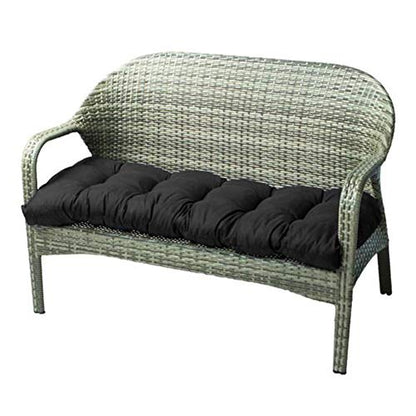 Indoor/Outdoor Bench Cushion Cotton Garden Furniture Loveseat Cushion, 51.2"x19.7" Patio Wicker Seat Cushions for Lounger Garden Furniture Patio Lounger Bench (Black) - color: Black